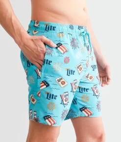 Valor Miller Lite® Patriot Stretch Swim Trunks Teal Best
