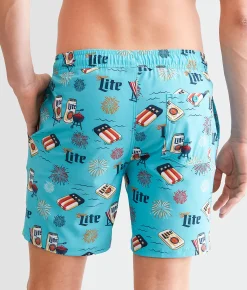 Valor Miller Lite® Patriot Stretch Swim Trunks Teal Best