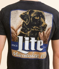 Changes Miller Lite Two Tone T-Shirt Black Mineral Wash Online