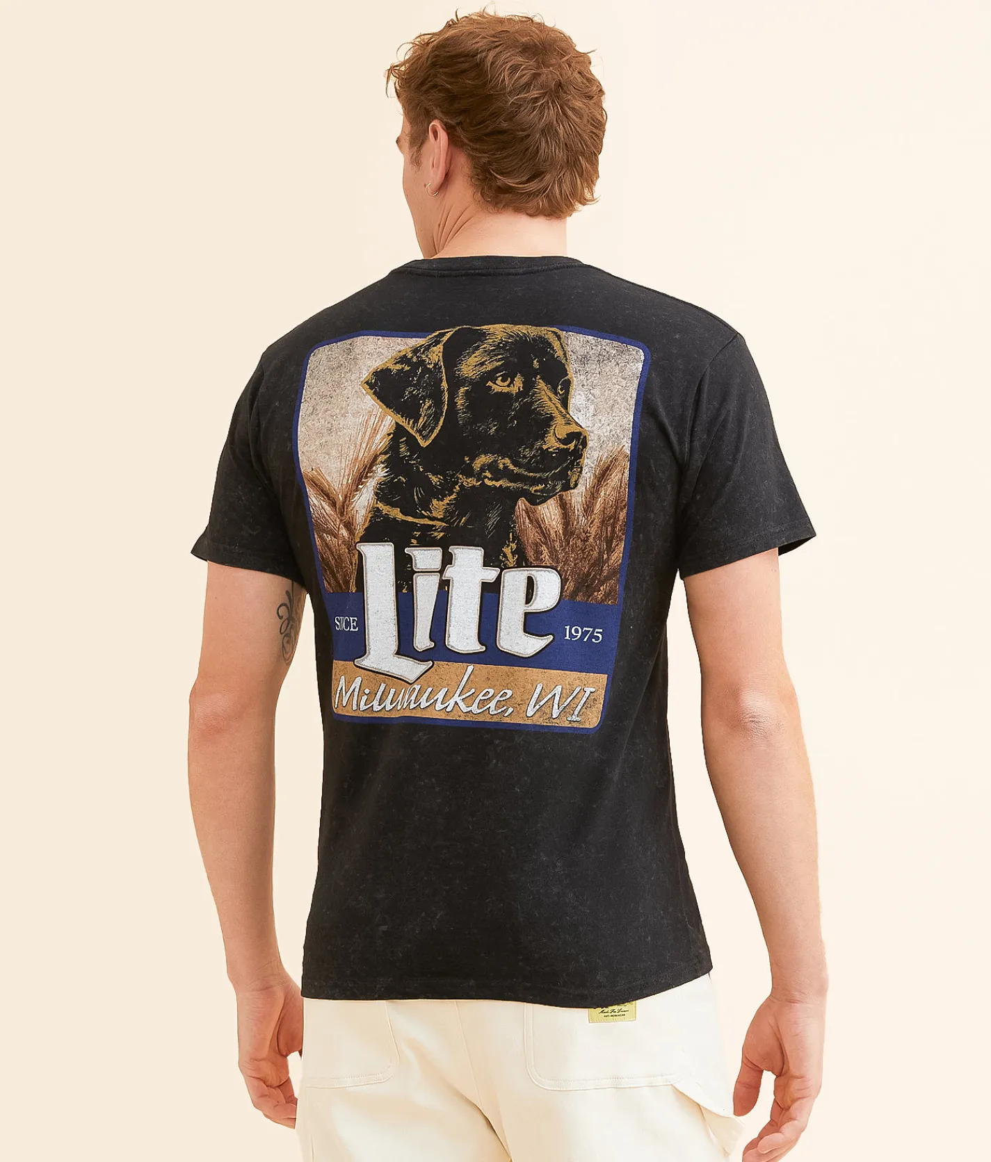 Changes Miller Lite Two Tone T-Shirt Black Mineral Wash Online