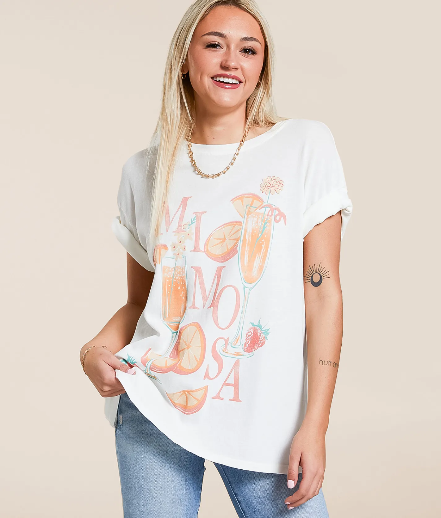 Z Supply Mimosa Social T-Shirt Sea Salt Hot