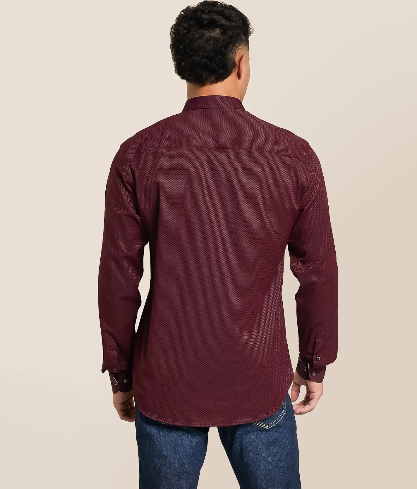 Eight X Mini Checkered Stretch Shirt Maroon Hot