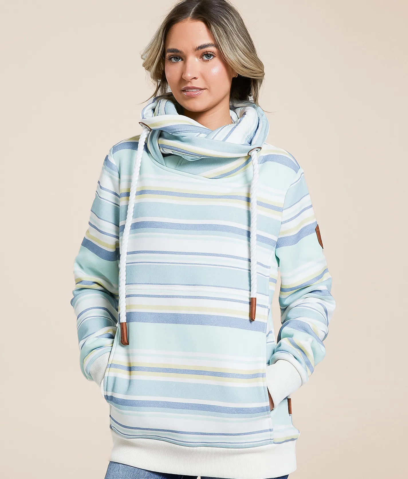 Wanakome Minty Striped Pullover Sky Blue Mix Outlet