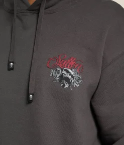 Tops | Sullen Mistress Hooded Sweatshirt Grey Pinstripe