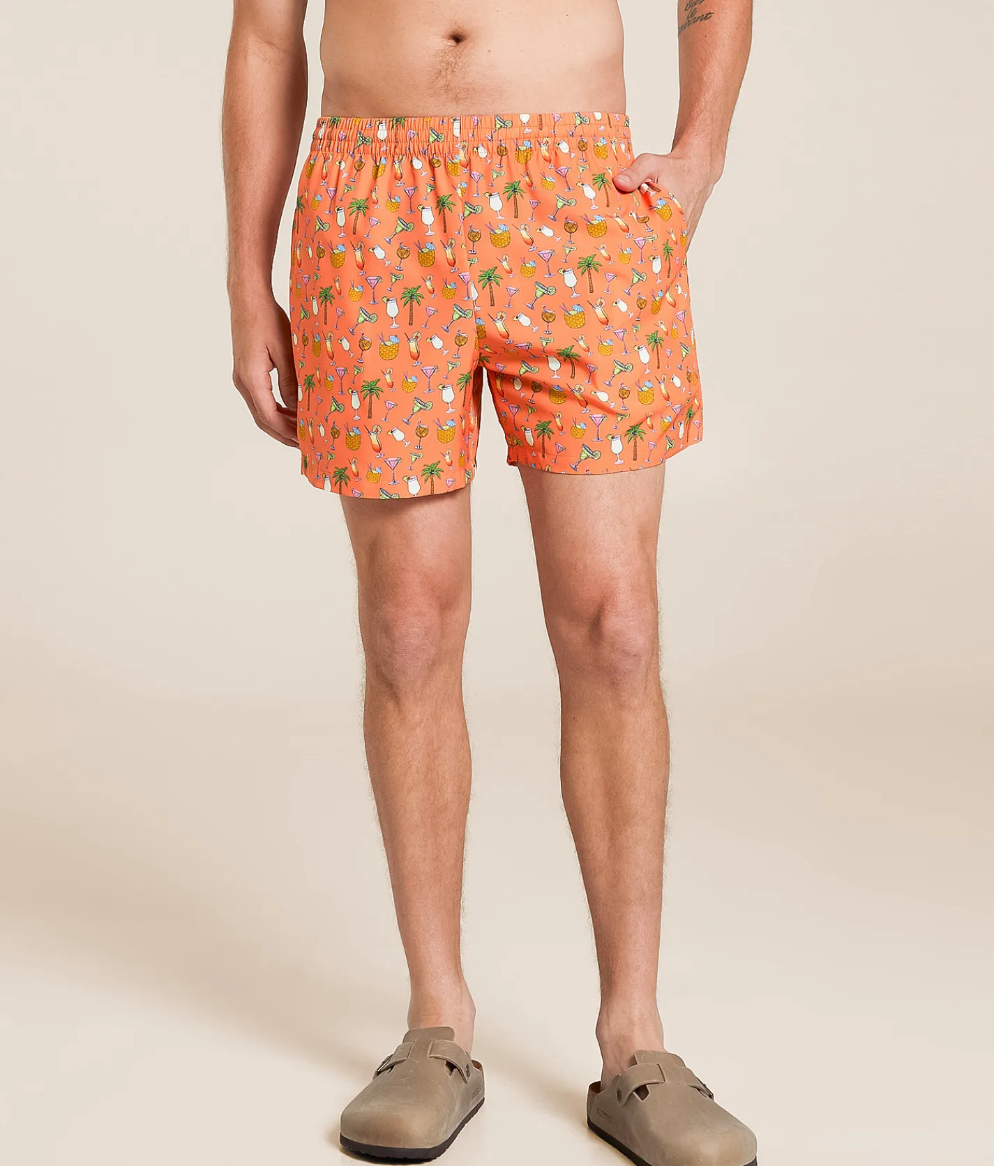 Swimwear | Old Row Mixed Drinks Stretch Swim Trunks Coral