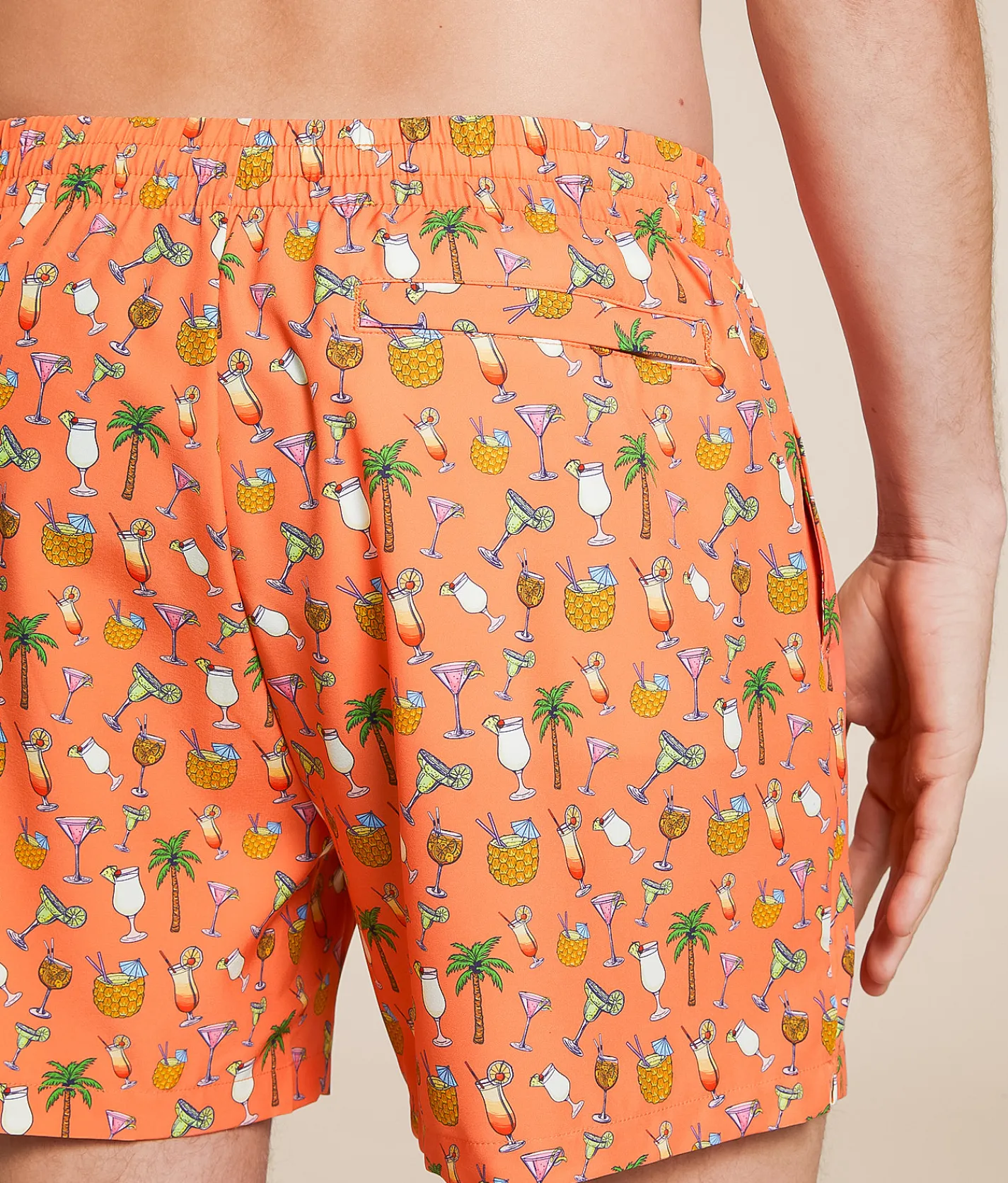 Swimwear | Old Row Mixed Drinks Stretch Swim Trunks Coral