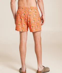 Old Row Mixed Drinks Stretch Swim Trunks Coral Hot