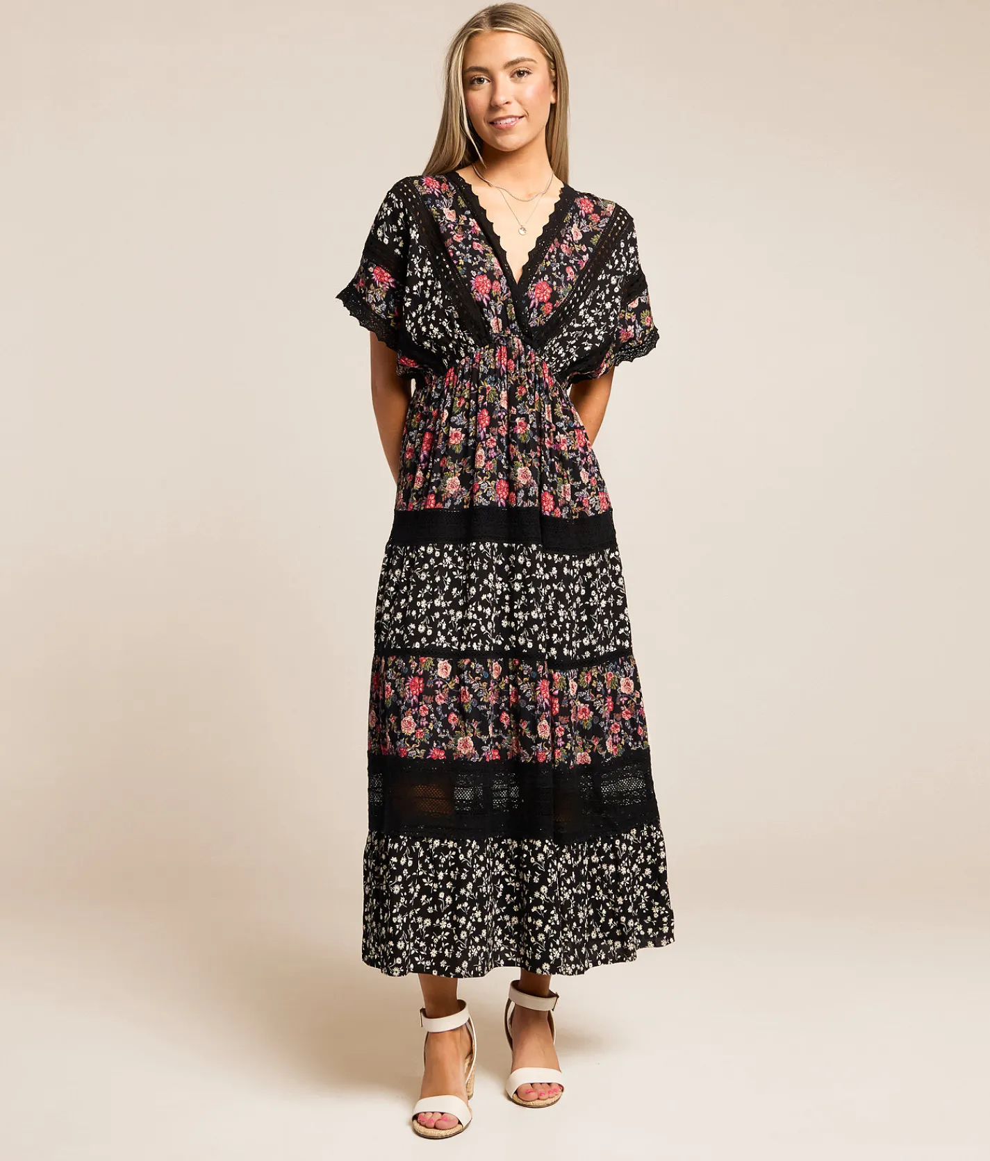 Dresses | Willow & Root Mixed Floral Maxi Dress Black Multi