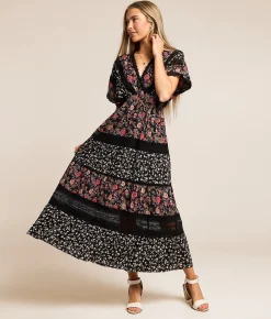 Dresses | Willow & Root Mixed Floral Maxi Dress Black Multi