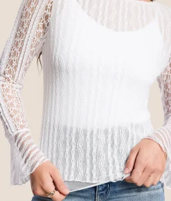Willow & Root Mixed Lace Top Antique White