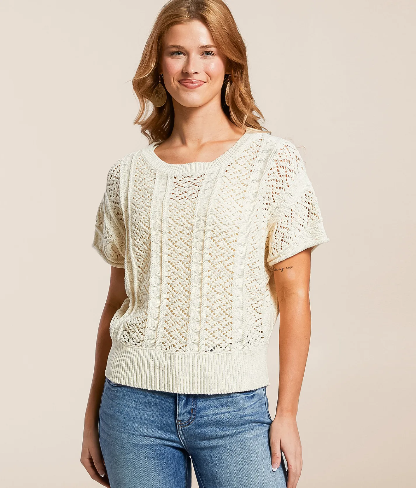 Tops | Daytrip Mixed Stitch Sweater Cream