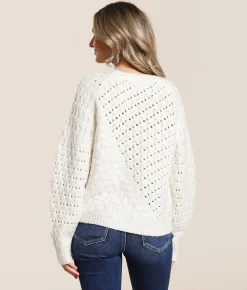 Willow & Root Mixed Stitch Sweater White New
