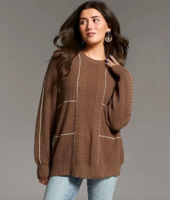 BKE Mixed Stitch Sweater Acorn Cream Online