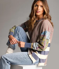 BKE Mixed Stripe Oversized Pullover Assorted Discount