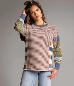 BKE Mixed Stripe Oversized Pullover Assorted Discount