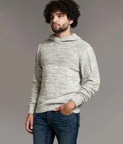 Tops | BKE Mixed Yarn Hooded Sweater Grey White
