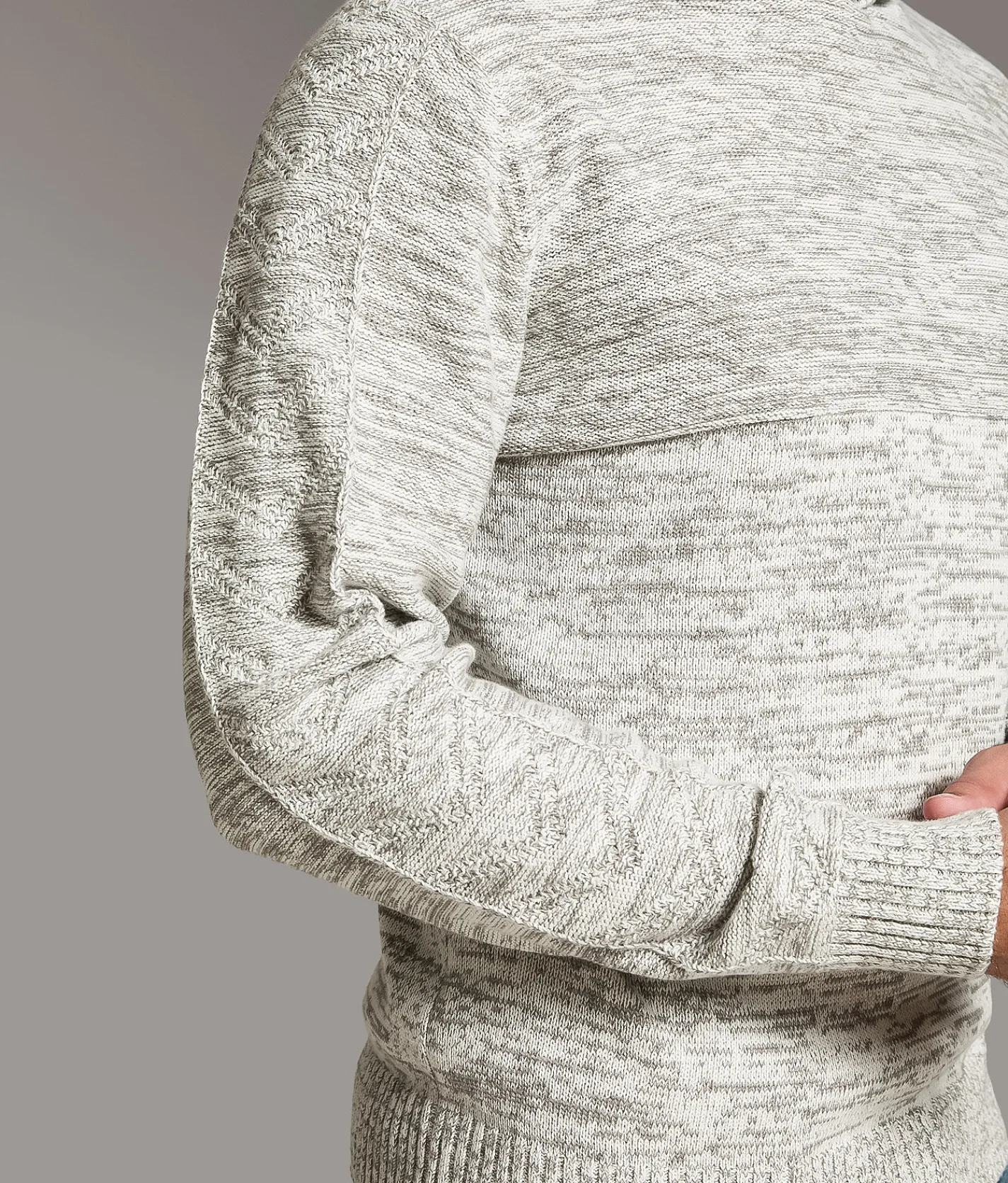 Tops | BKE Mixed Yarn Hooded Sweater Grey White