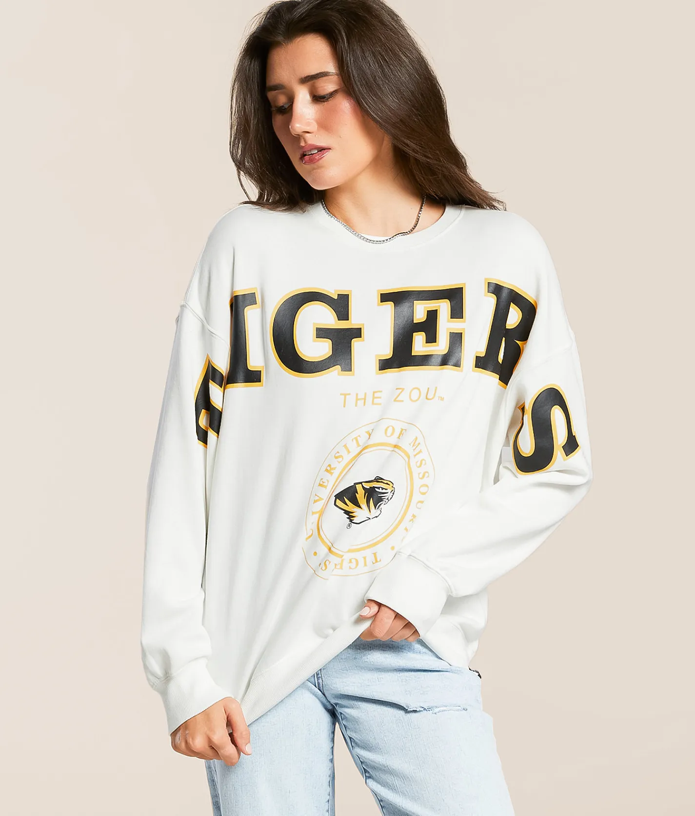 Gameday SOCIAL® Mizzou Tigers Oversized Pullover White