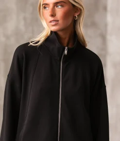 Tops|Activewear | Buckle Black Mock Neck Cardigan Black