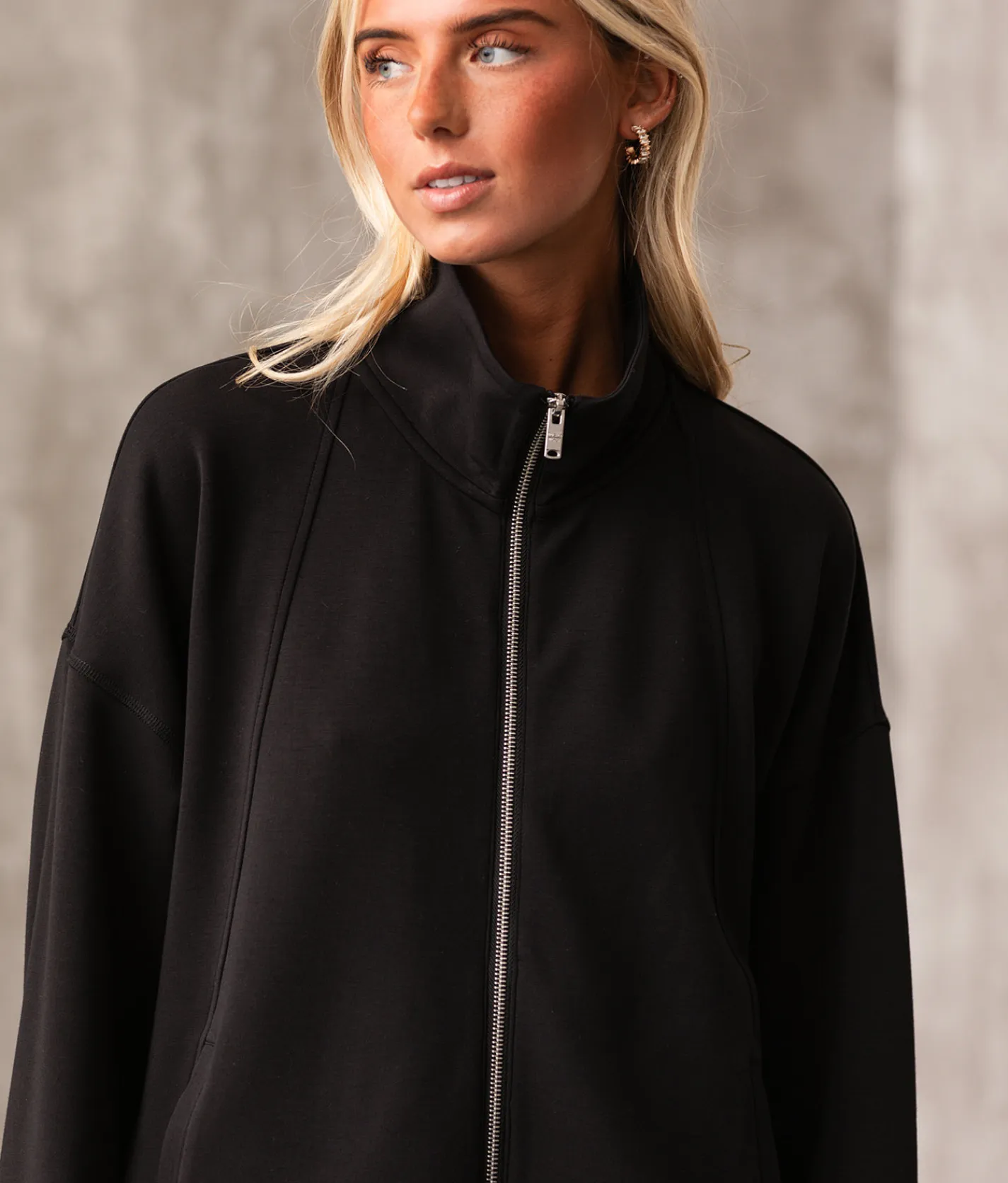 Tops|Activewear | Buckle Black Mock Neck Cardigan Black