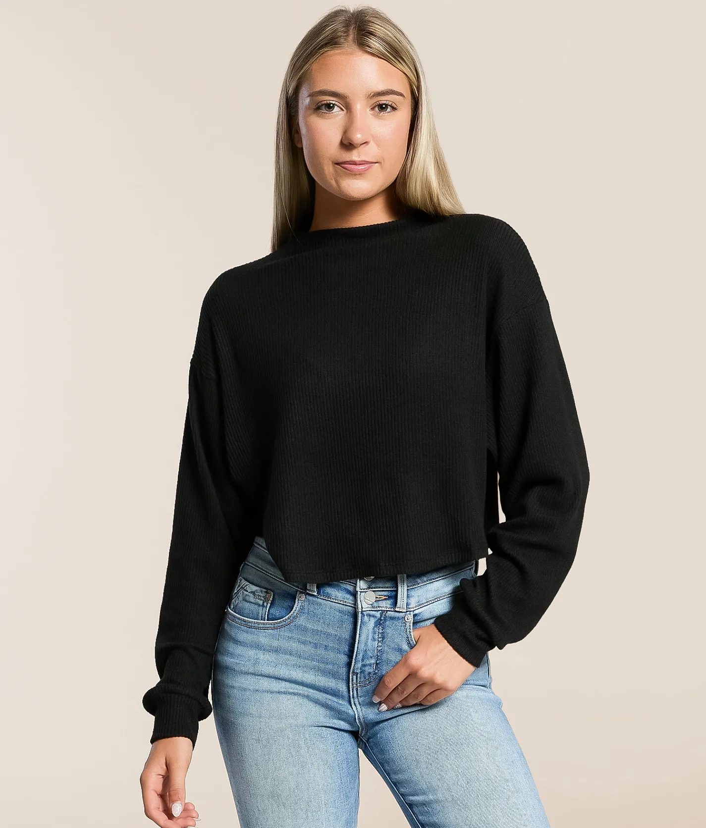Hyfve Mock Neck Cropped Top Black Online
