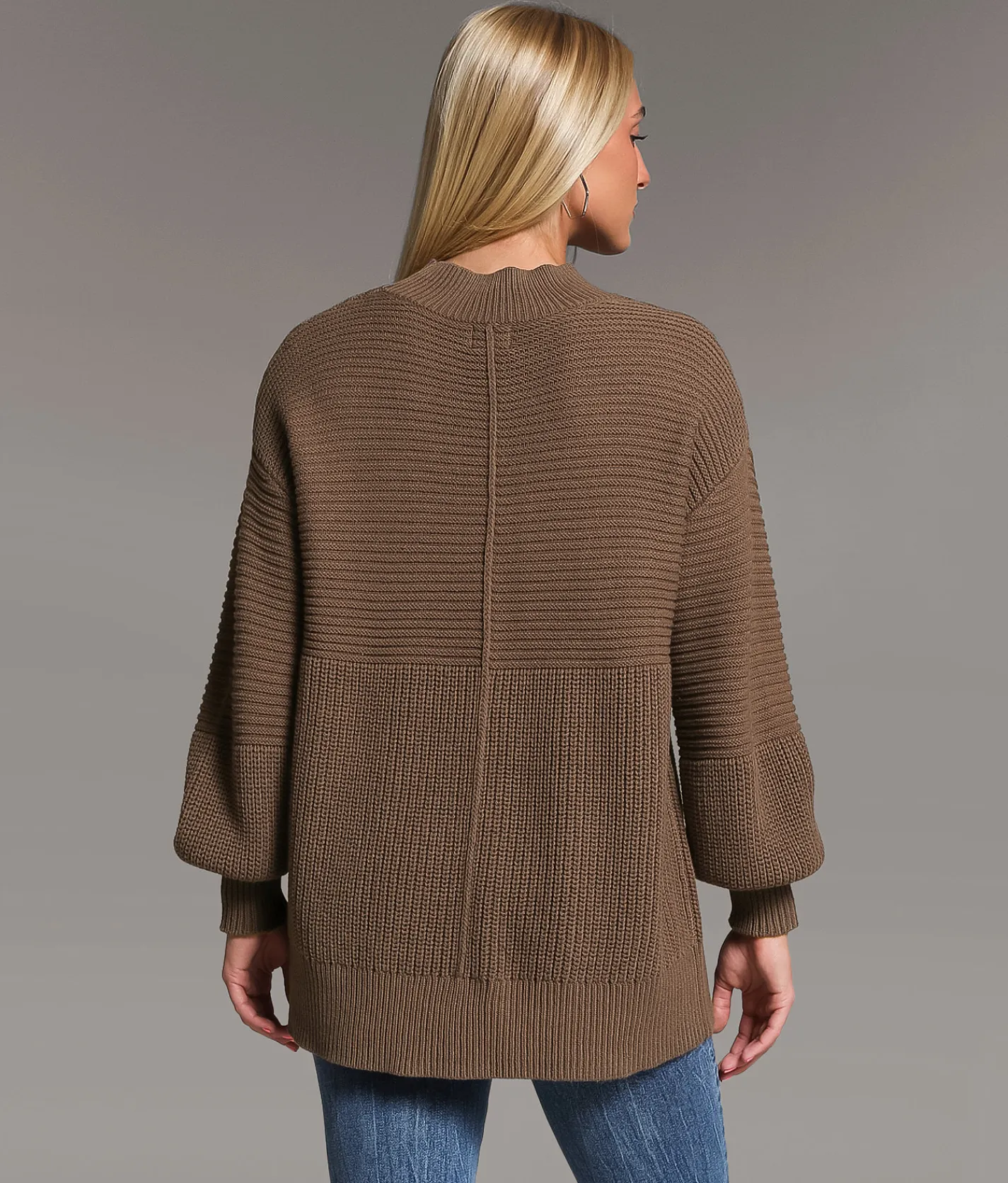 Tops | BKE Mock Neck Ribbed Sweater Peppercorn