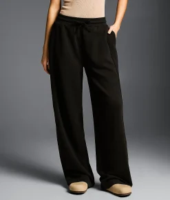 Bottoms|Activewear | Buckle Black Modal Blend Wide Leg Pant Black