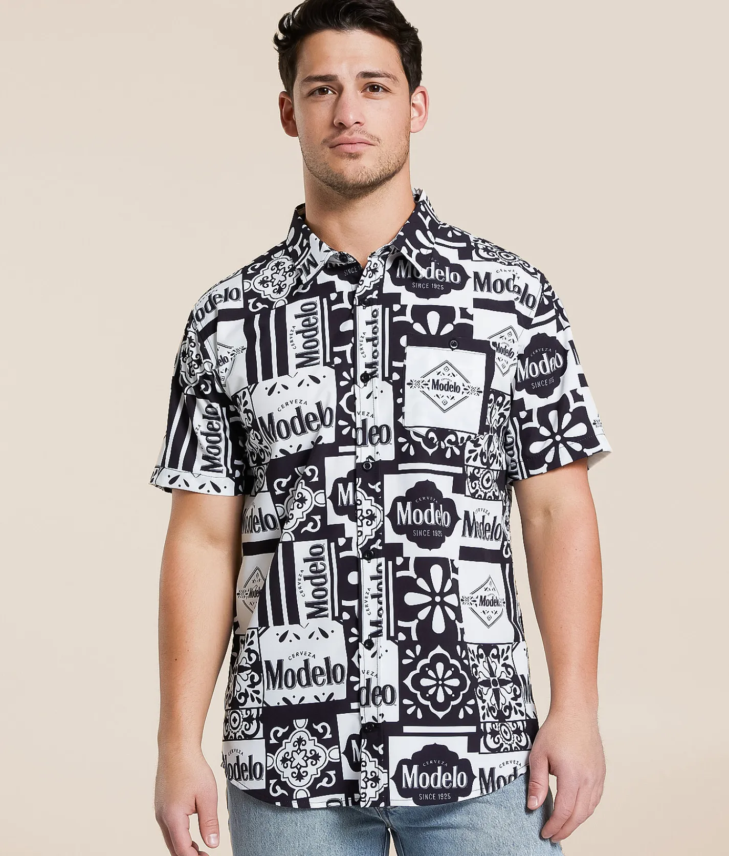 Tops | Bioworld Modelo Contrast Stretch Shirt White