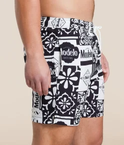 Bottoms|Swimwear | Bioworld Modelo Contrast Stretch Swim Trunks White