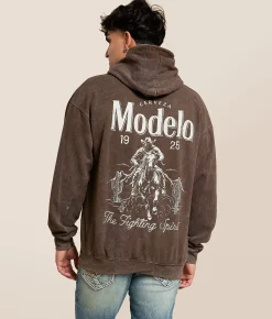 Tops | Changes Modelo Cowboy Rope Hooded Sweatshirt Brown Mineral Wash