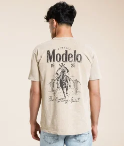 Changes Modelo Cowboy Rope T-Shirt Beige Mineral Wash New