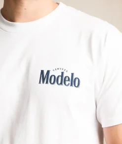 Tops|Graphic T-Shirts | tee luv Modelo Emblem T-Shirt White