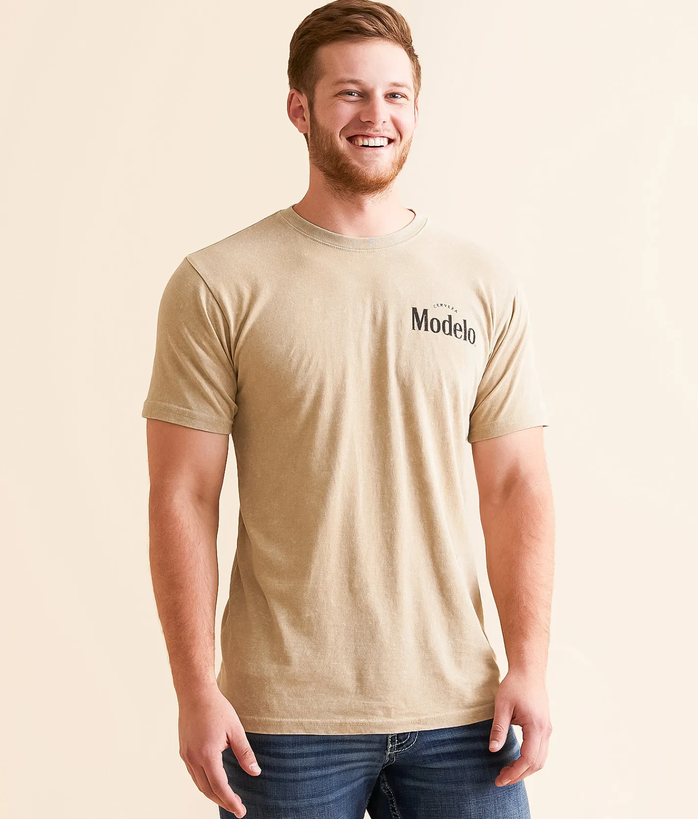 Changes Modelo Fighting Spirit T-Shirt Beige Mineral Wash Online