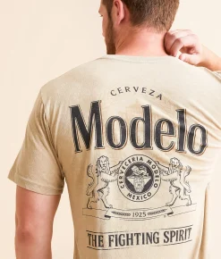 Changes Modelo Fighting Spirit T-Shirt Beige Mineral Wash Online