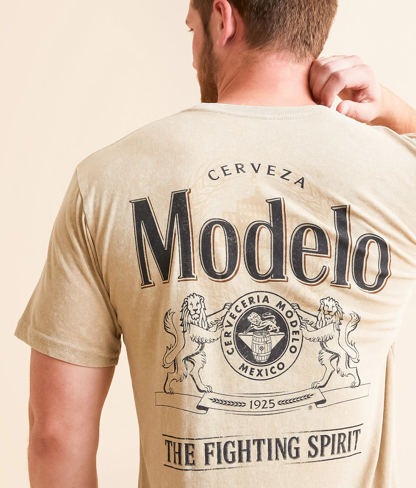 Changes Modelo Fighting Spirit T-Shirt Beige Mineral Wash Online