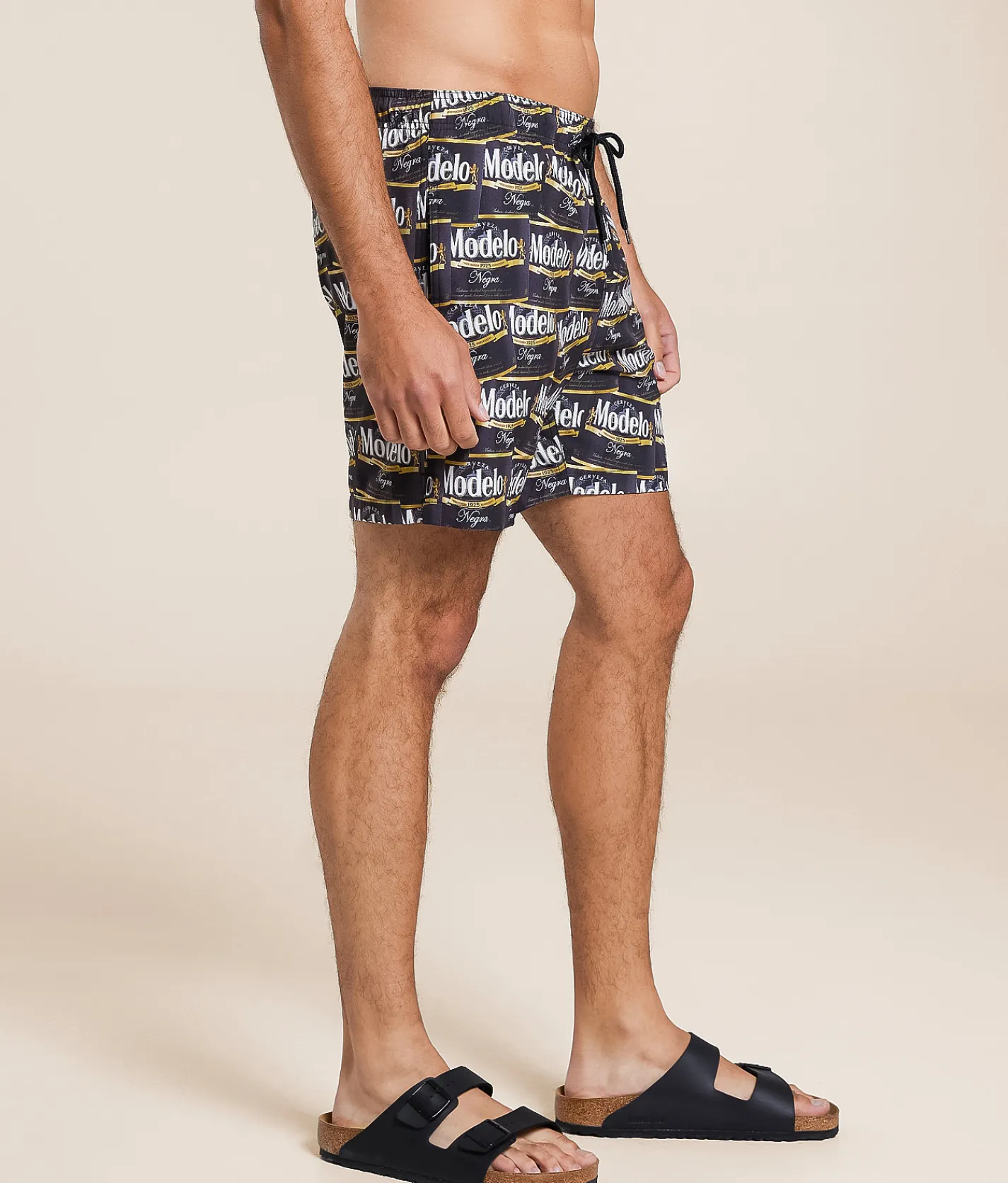 Bioworld Modelo Labels Stretch Swim Trunks Black Outlet