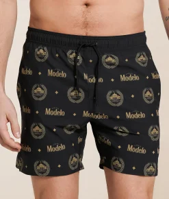 Bioworld Modelo Stretch Swim Trunks Black Hot