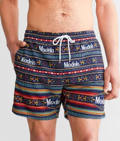 Bottoms|Swimwear | Bioworld Modelo Striped Swim Trunks Navy