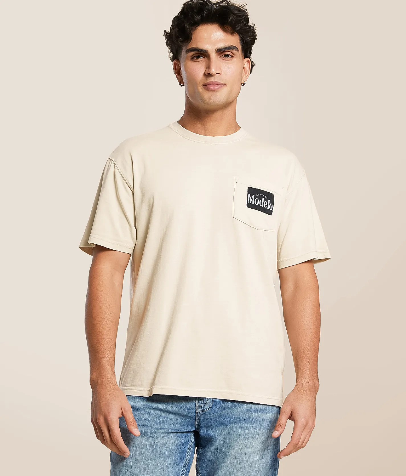 Changes Modelo Vintage Label T-Shirt Natural Outlet