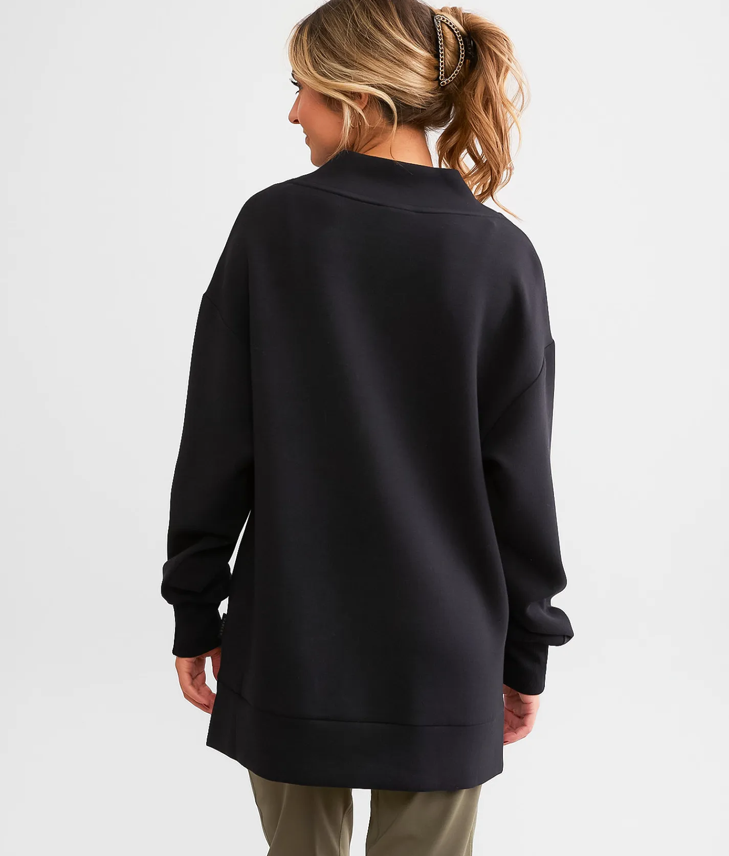 Varley Modena Longline Sweat Pullover Black Outlet