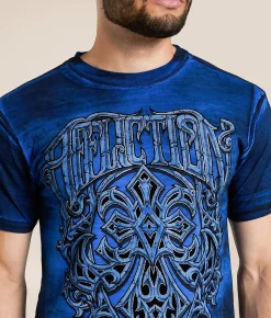 Affliction Molten Oak T-Shirt Sapphire Blue Clearance