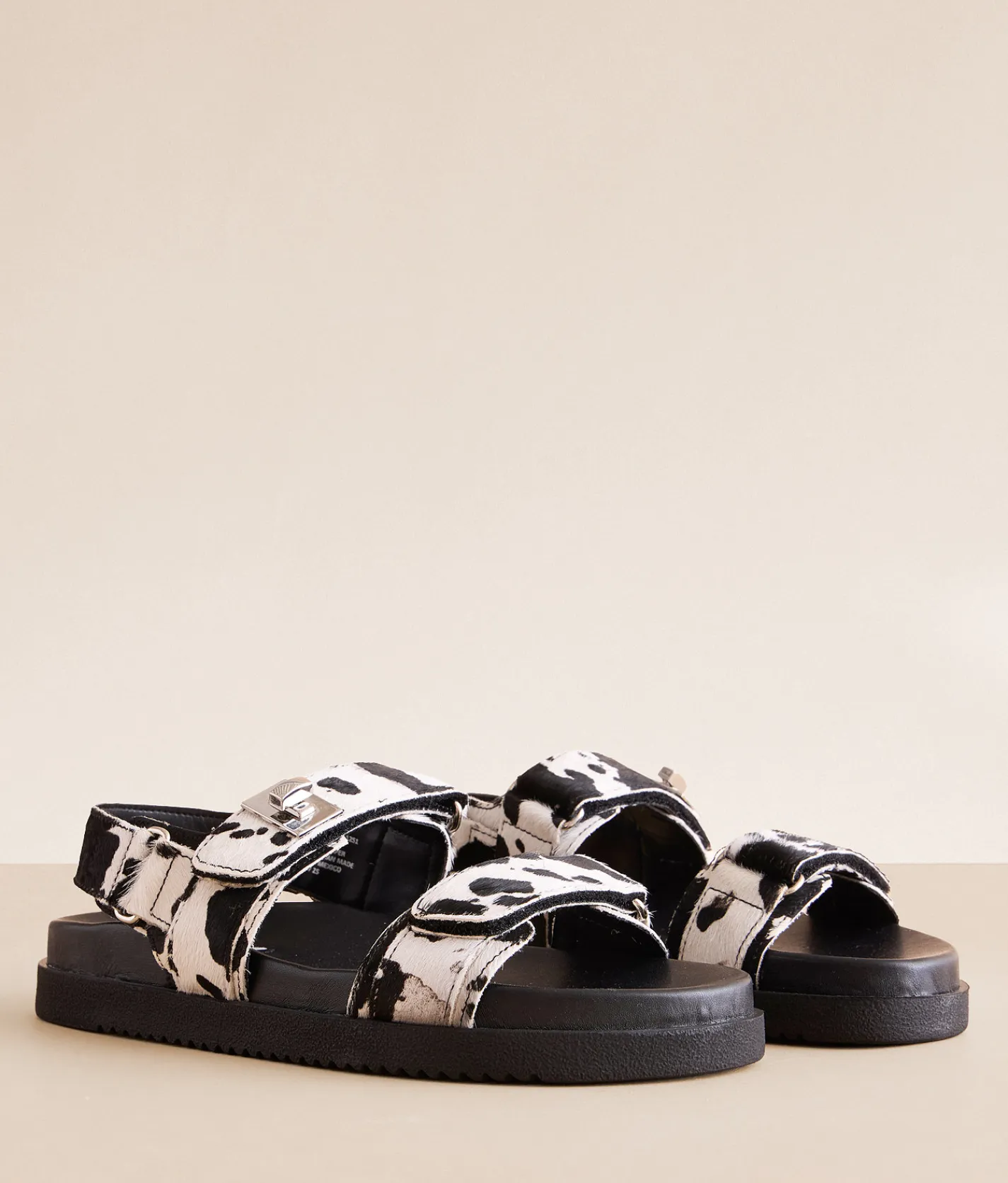 Steve Madden Mona Cow Print Sandal Blk Wht Online
