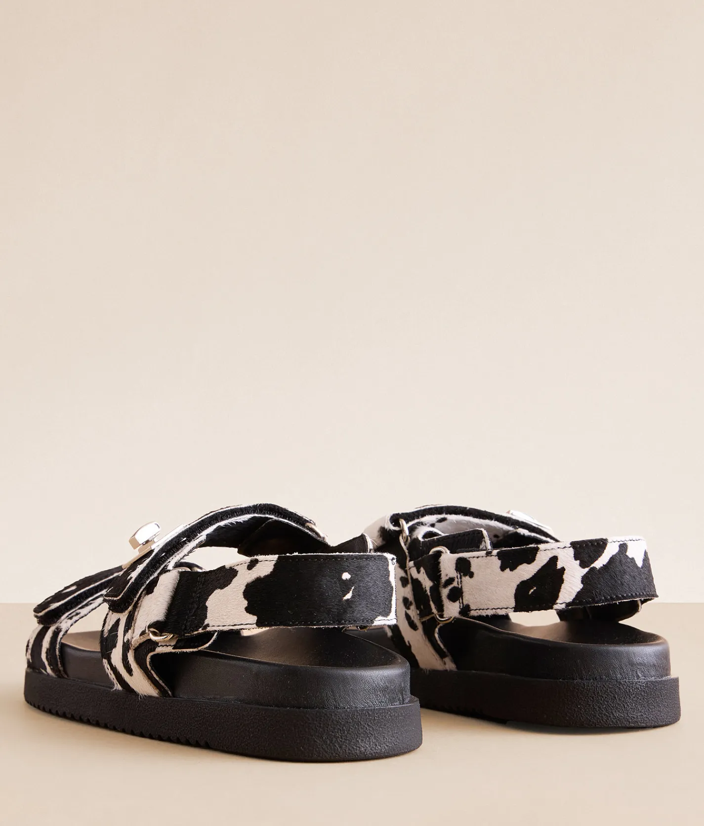 Steve Madden Mona Cow Print Sandal Blk Wht Online