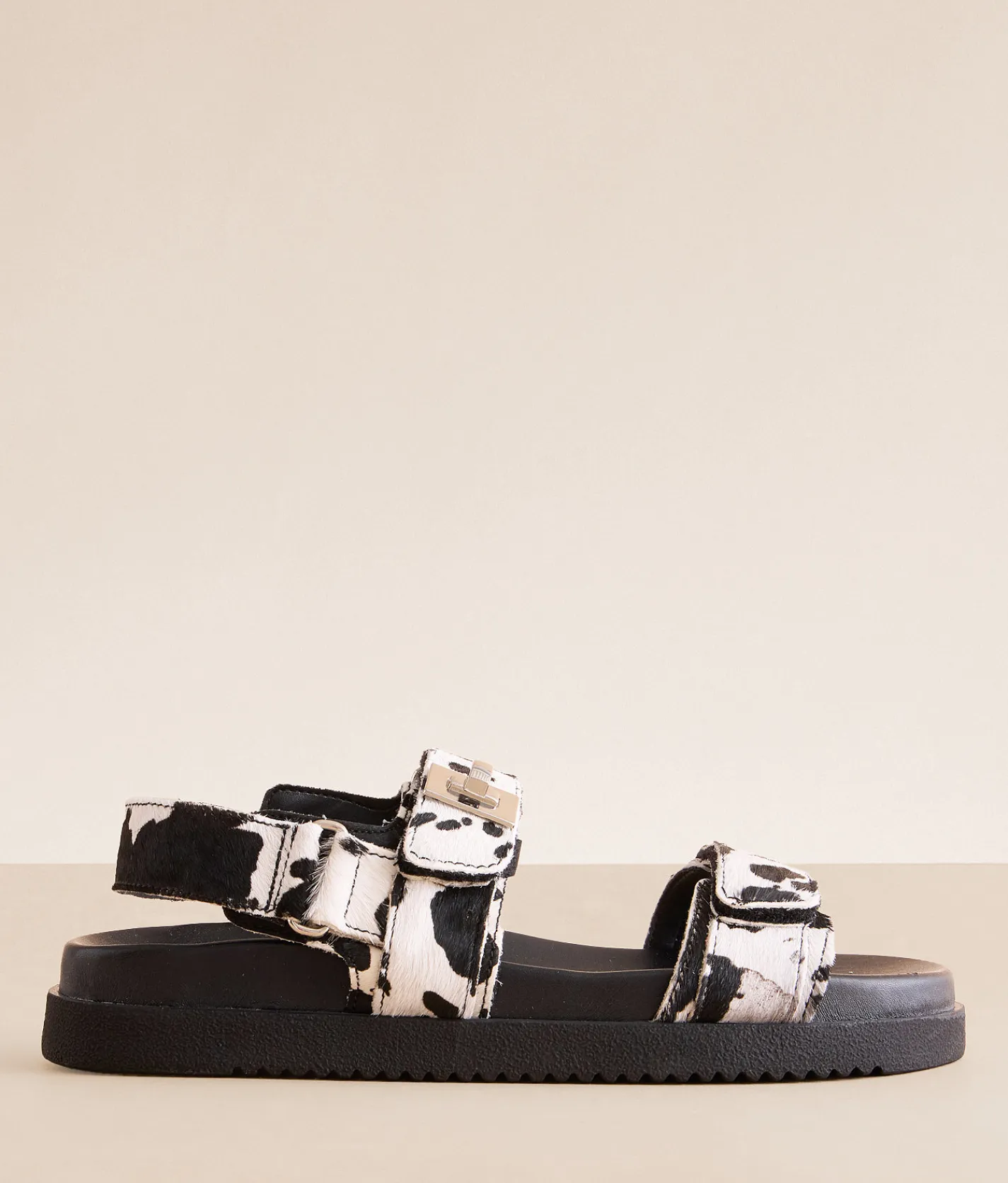 Steve Madden Mona Cow Print Sandal Blk Wht Online