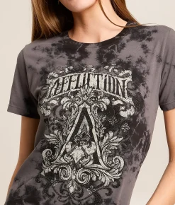 Tops | Affliction Monolithic Echo T-Shirt Charcoal Black Crystal Wa