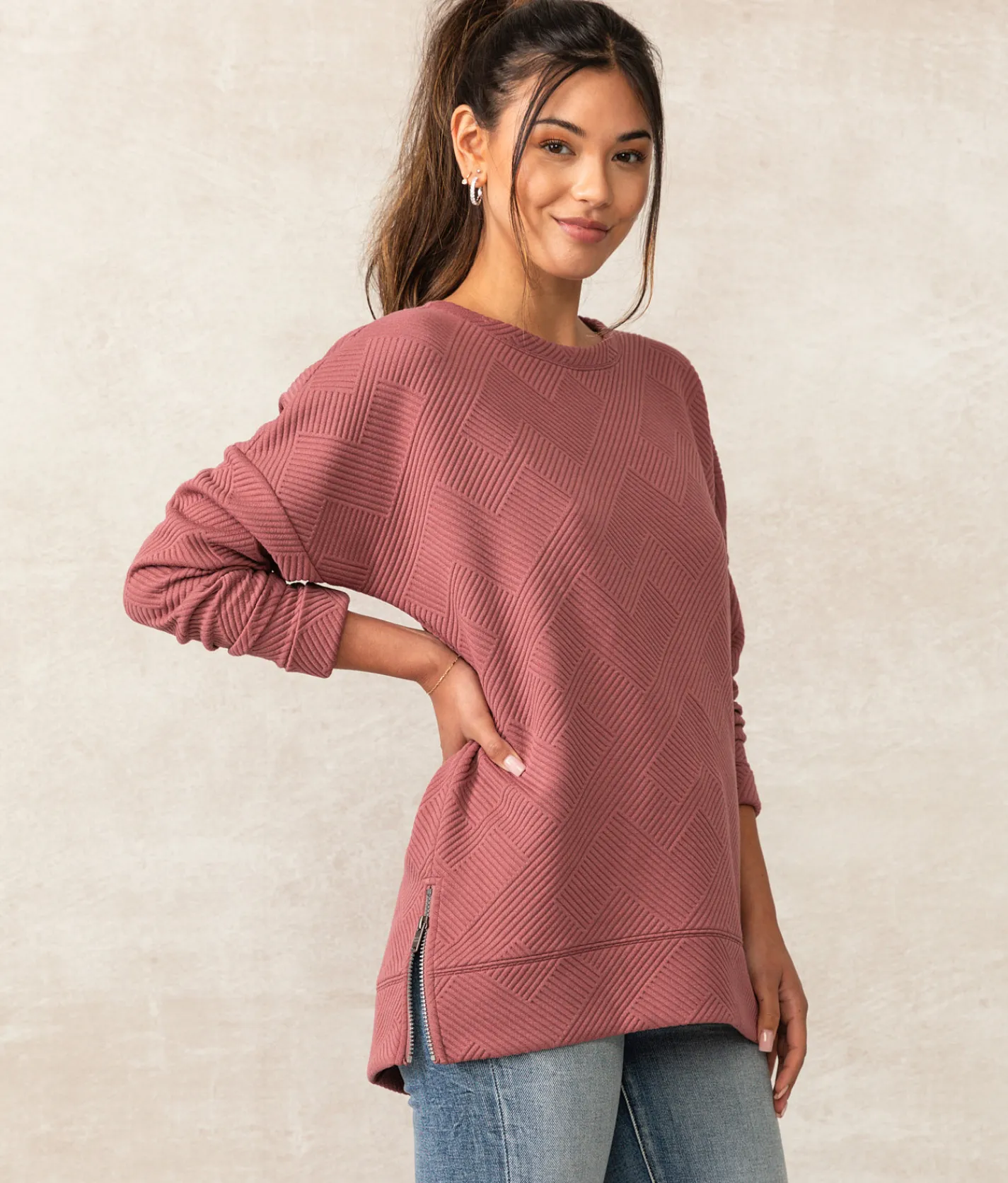Buckle Black Monroe Chevron Pullover Light Taupe Outlet