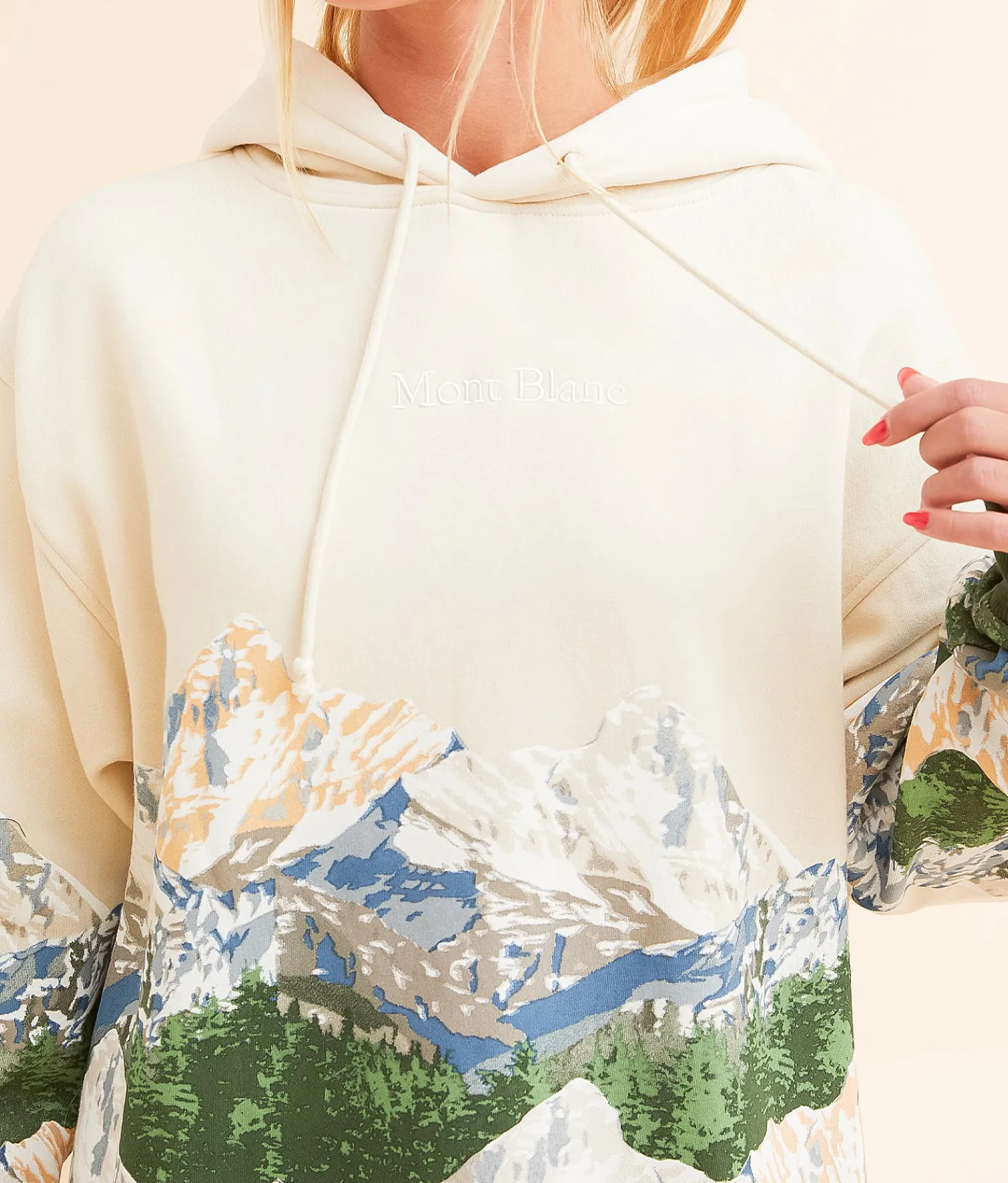 Tops | Modish Rebel Mont Blanc Mountain Hooded Sweatshirt Beige