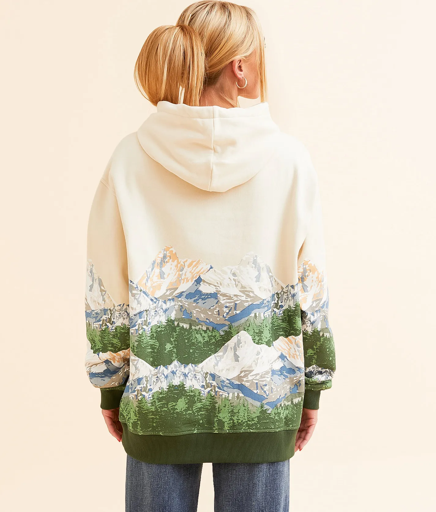 Tops | Modish Rebel Mont Blanc Mountain Hooded Sweatshirt Beige