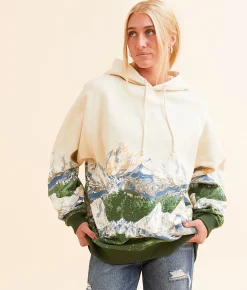Tops | Modish Rebel Mont Blanc Mountain Hooded Sweatshirt Beige