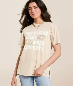Tops | Ariat More Cowboys Oversized T-Shirt White Pepper